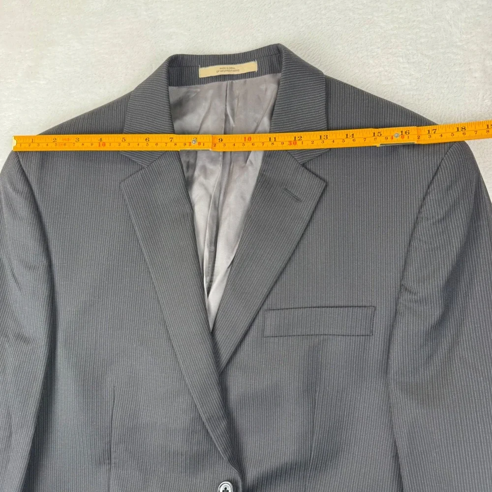 JOE Joseph Abboud Blazer Mens 40R Charcoal Grey Pinstripe 100% Wool Sport Coat